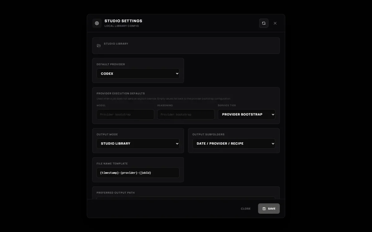 Codex Studio settings and local runtime diagnostics