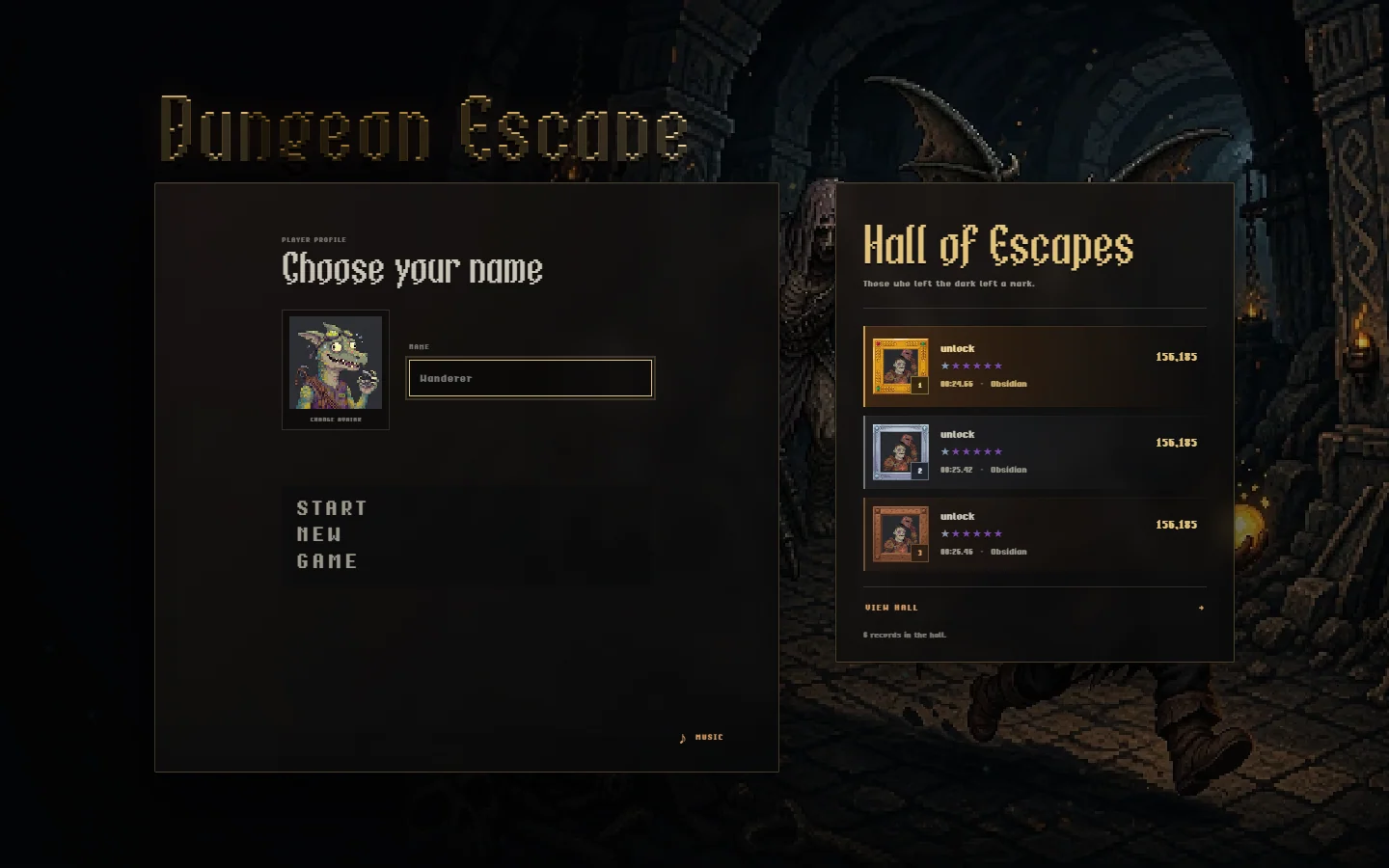 Player profile and Hall of Escapes