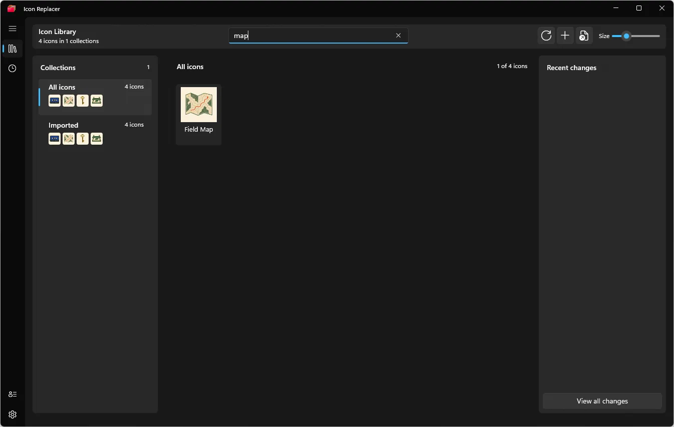 Icon Replacer search narrowed to a field map icon