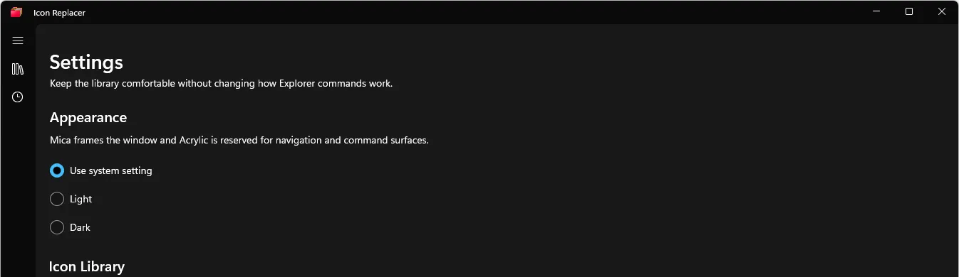 Icon Replacer appearance settings