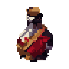 Cursed red potion on a transparent exact pixel grid